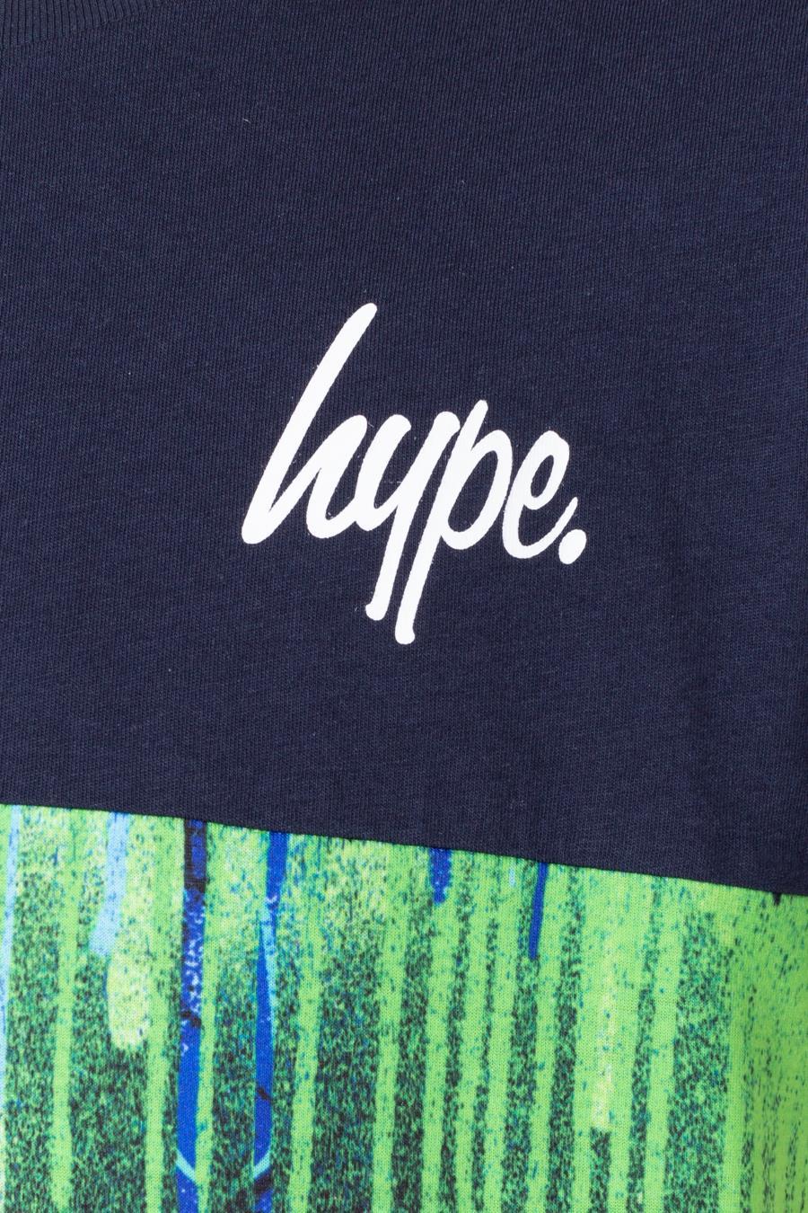 HYPE BLUE GREEN DRIP CONTRAST PANEL KIDS T-SHIRT