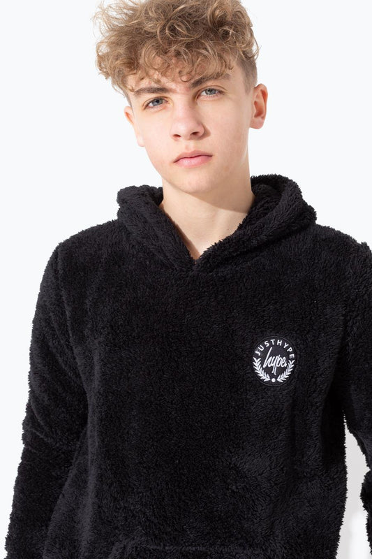 HYPE BLACK SHERPA KIDS PULLOVER HOODIE