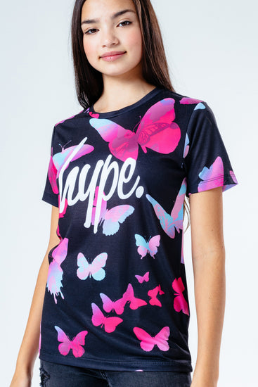 Hype Black Gradient Butterfly Kids T-Shirt