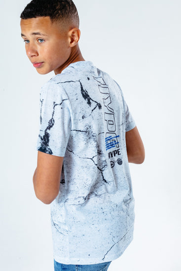 Hype White Marble Print Back Logo Kids T-Shirt