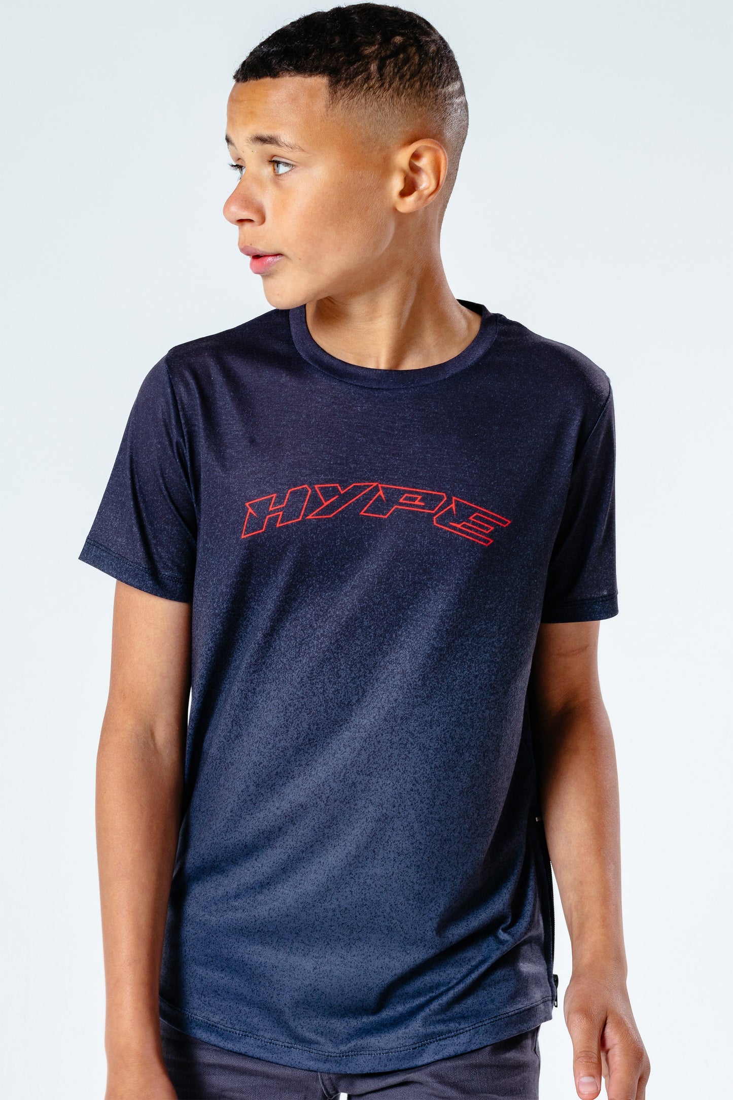 Hype Black Fade Zip Detail Kids T-Shirt