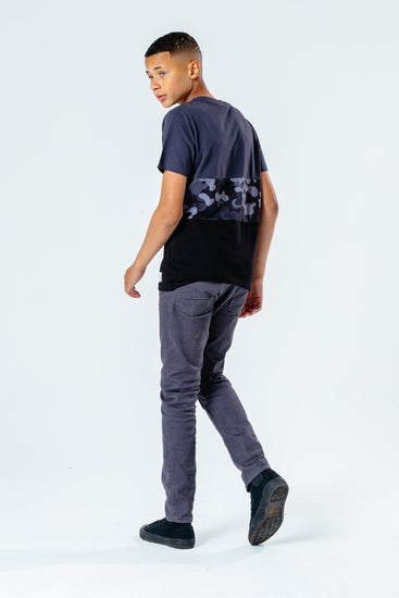 Hype Grey Abstract Panel Kids T-Shirt