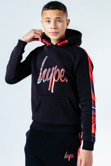 Hype Red Marble Panel Kids Pullover Hoodie
