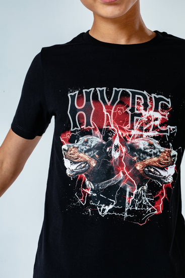 Hype Black Dobermann Logo Kids T-Shirt