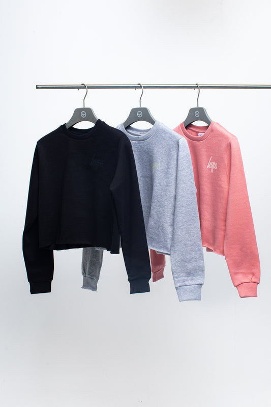 Hype Three Pack Multi Kids Crop Crew Neck