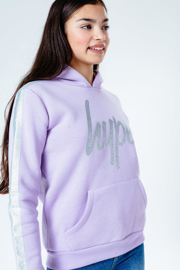 Hype Lilac Glitter Taped Kids Pullover Hoodie