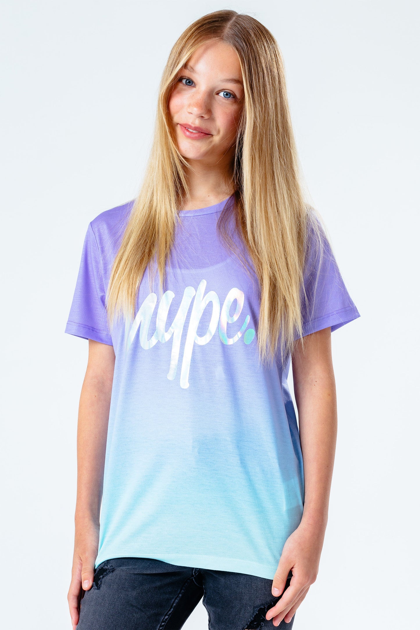 Hype Purple Fade With Foil Script Kids T-Shirt