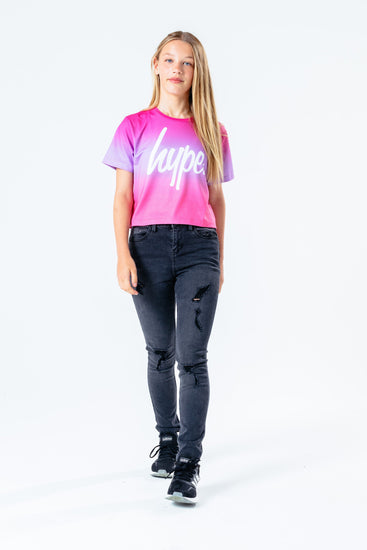 Hype Rosy Pink Fade Kids Crop T-Shirt