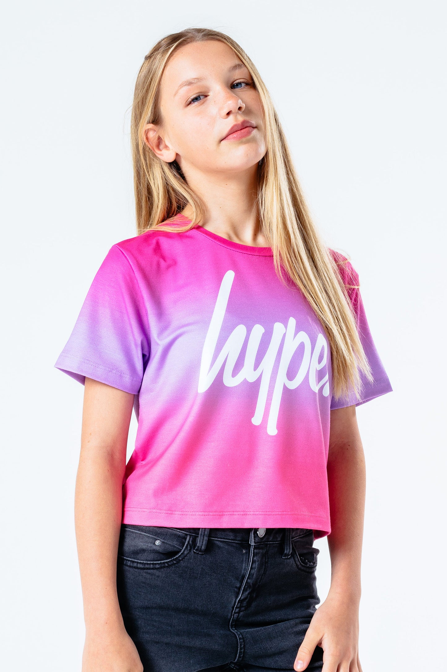 Hype Rosy Pink Fade Kids Crop T-Shirt