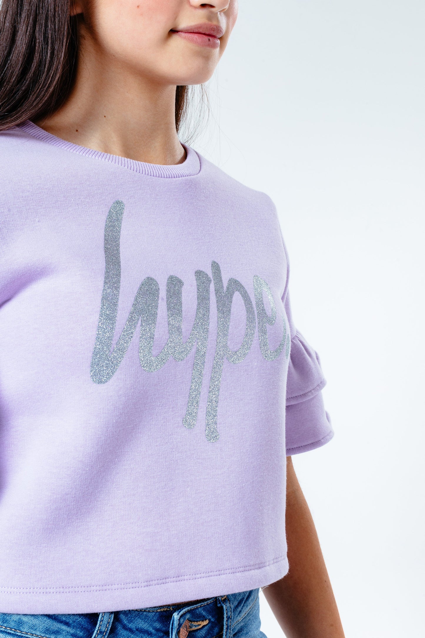 Hype Lilac Glitter Script Frill Kids T-Shirt
