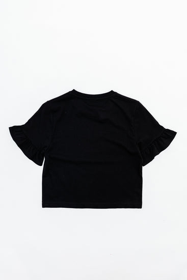 Hype Black Glitter Script Frill Kids T-Shirt