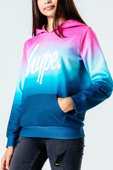 HYPE PINK & BLUE FADE KIDS PULLOVER HOODIE