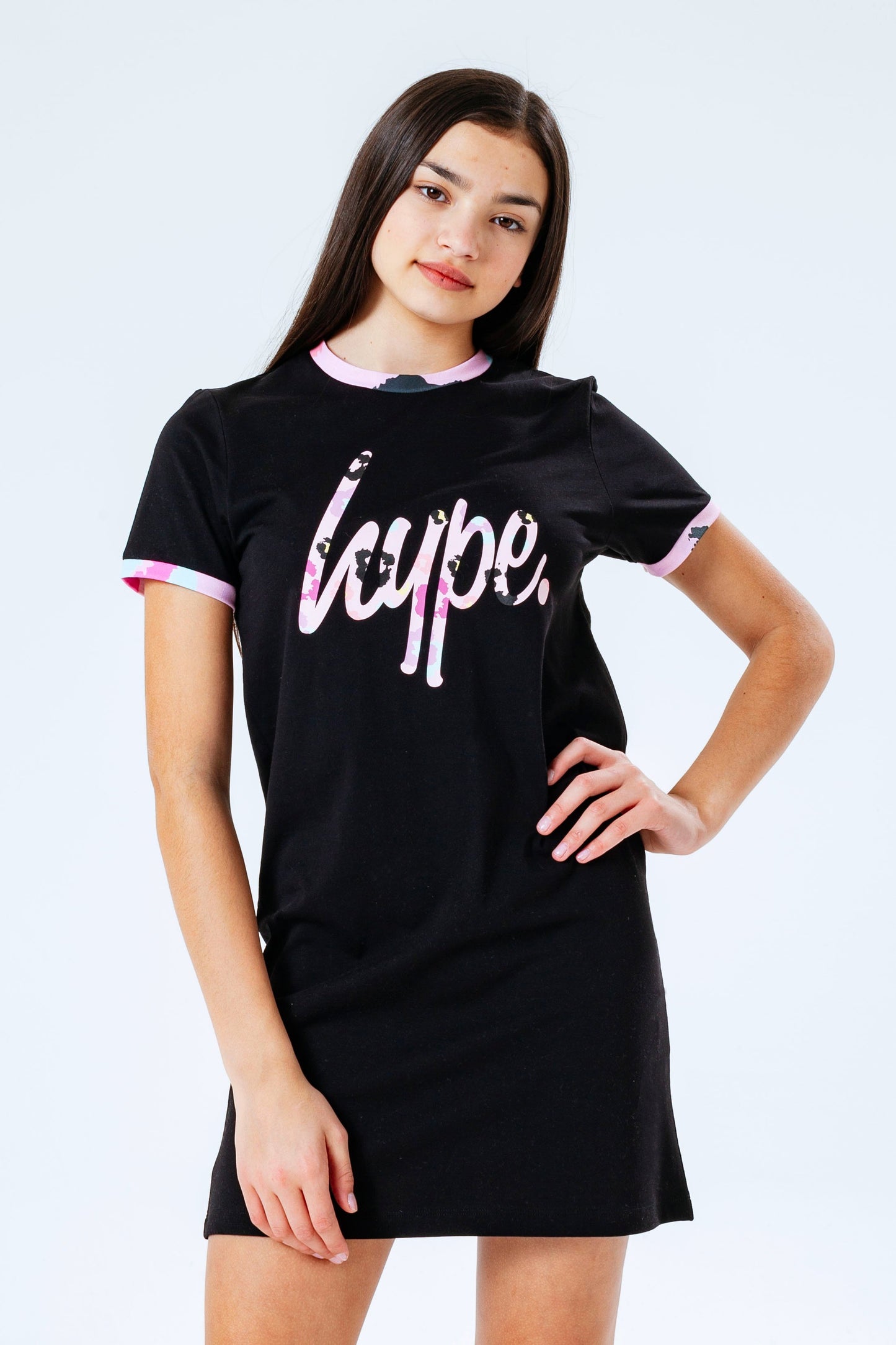 Hype Black Animal Scribble Kids T-Shirt Dress