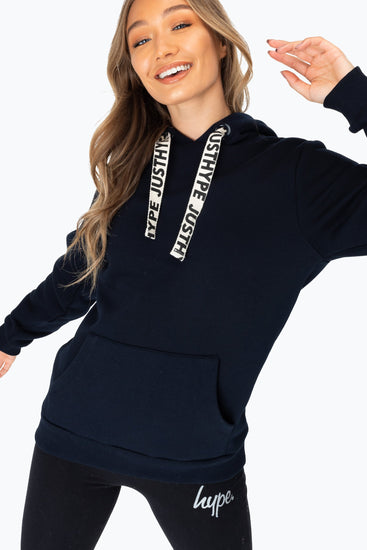 Hype Navy Drawstring Women'S Pullover Hoodie