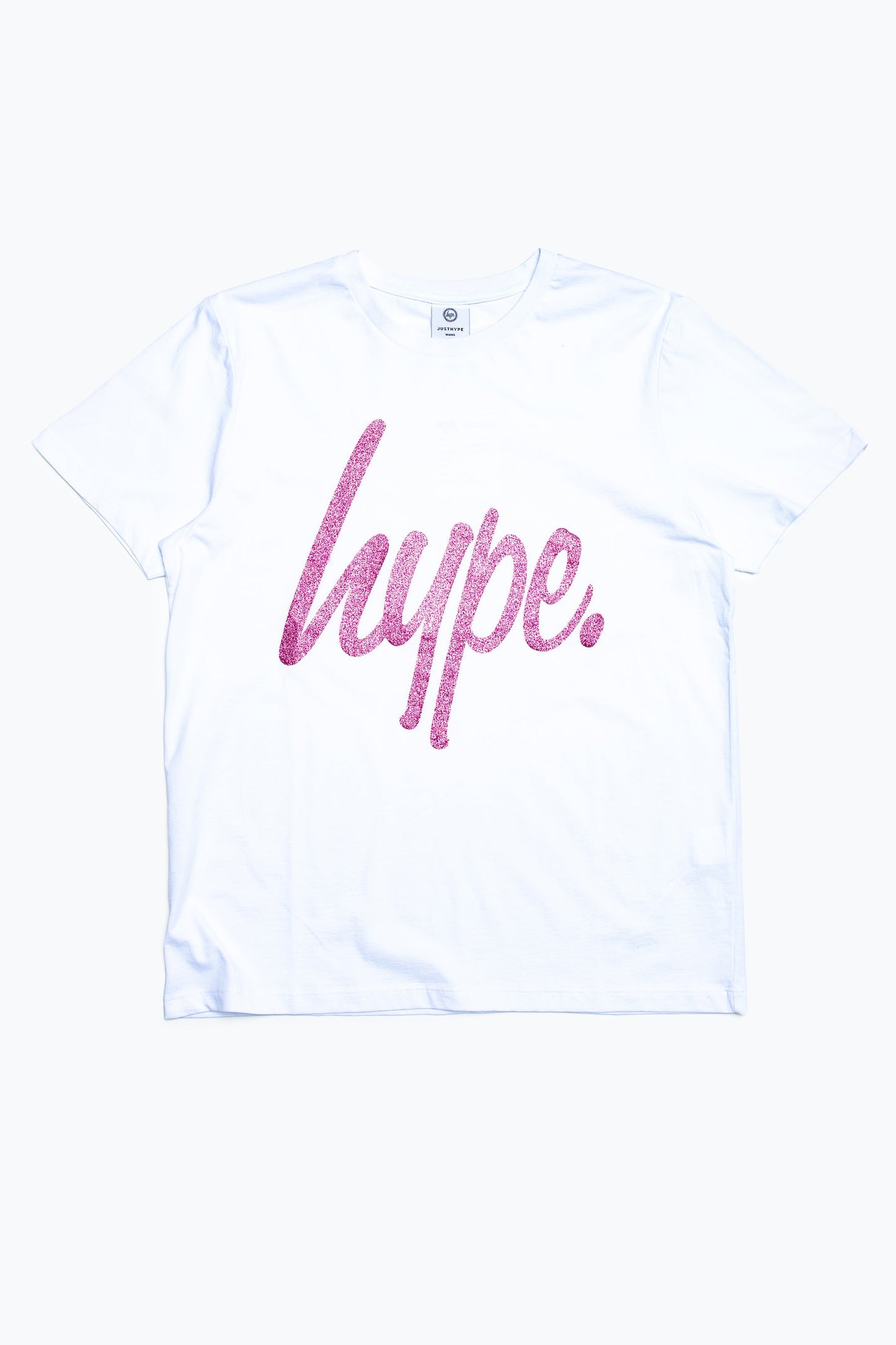 HYPE WHITE PINK GLITTER SCRIPT WOMEN'S T-SHIRT