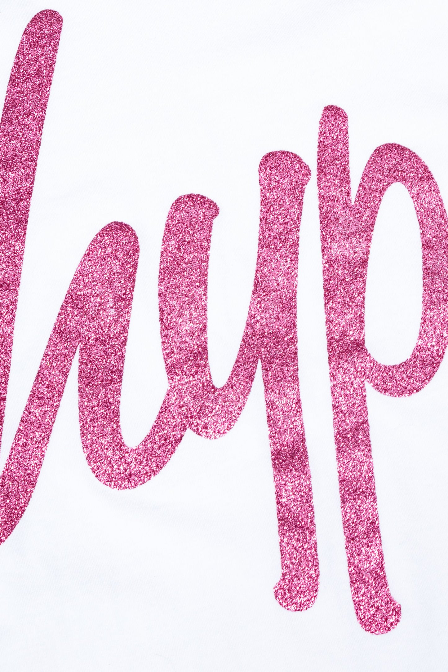 HYPE WHITE PINK GLITTER SCRIPT WOMEN'S T-SHIRT