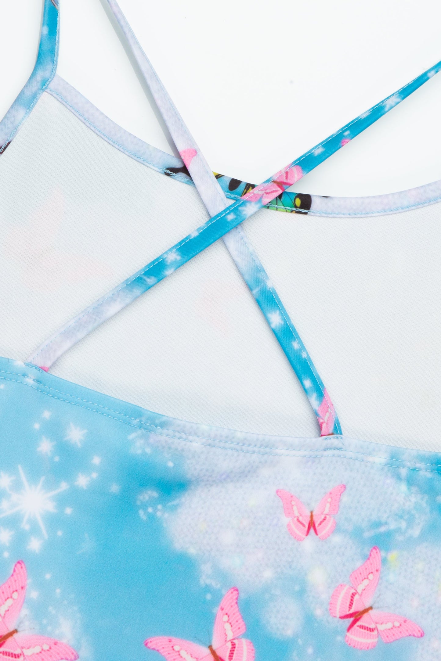 HYPE GIRLS GLITTER BUTTERFLY SKY SCRIPT FRILLY SWIMSUIT