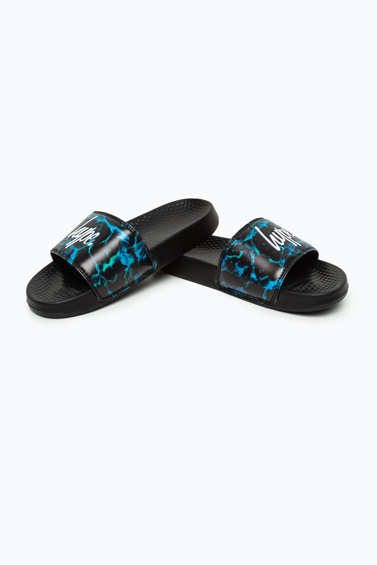 HYPE KIDS UNISEX BLUE POOL FADE SCRIPT SLIDERS