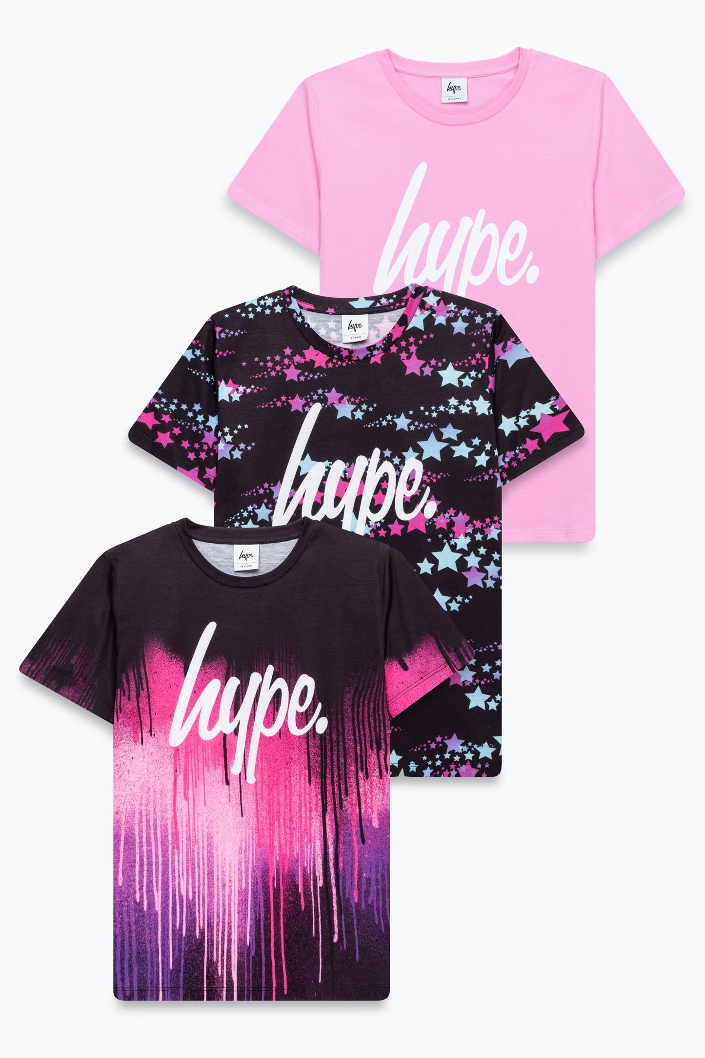 HYPE GIRLS PINK PRINTED 3 PACK T-SHIRTS