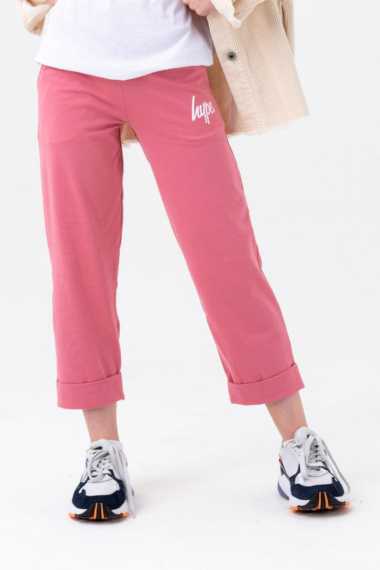 HYPE GIRLS PINK SCRIPT WIDE LEG TROUSERS