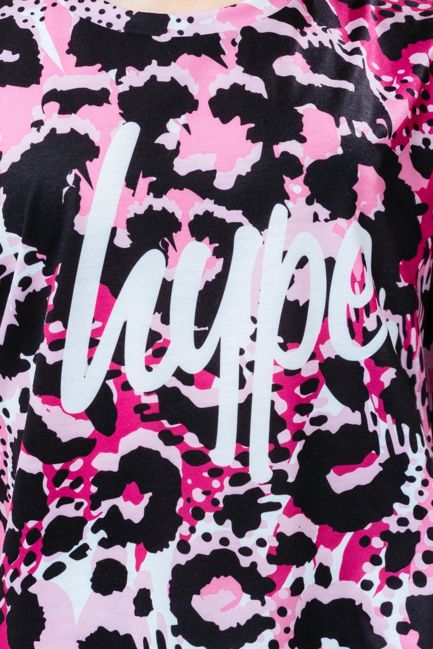 HYPE GIRLS PINK LEOPARD SCRIPT T-SHIRT