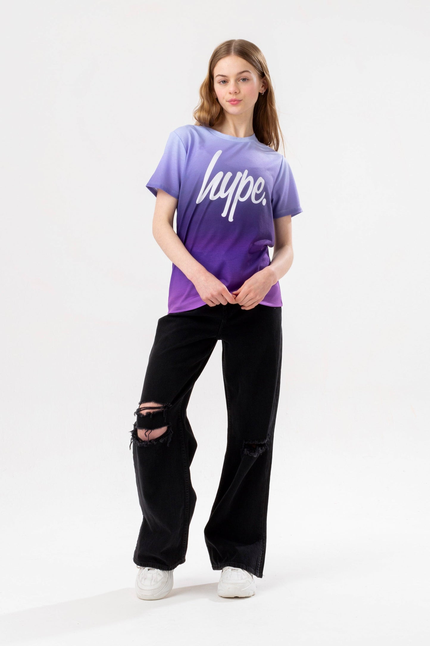 HYPE GIRLS PURPLE FADE SCRIPT T-SHIRT