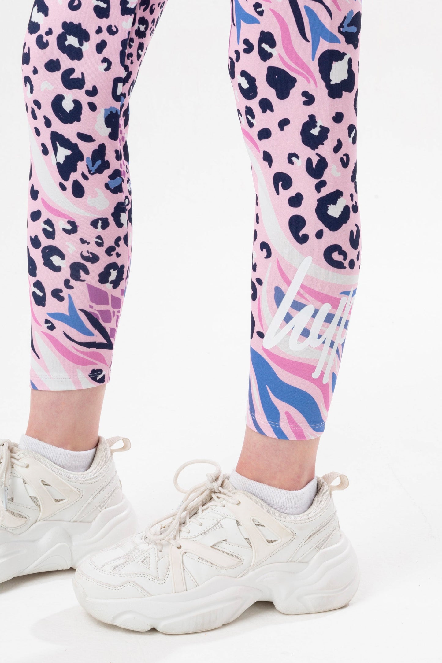 HYPE GIRLS PINK ABSTRACT LEOPARD SCRIPT LEGGINGS