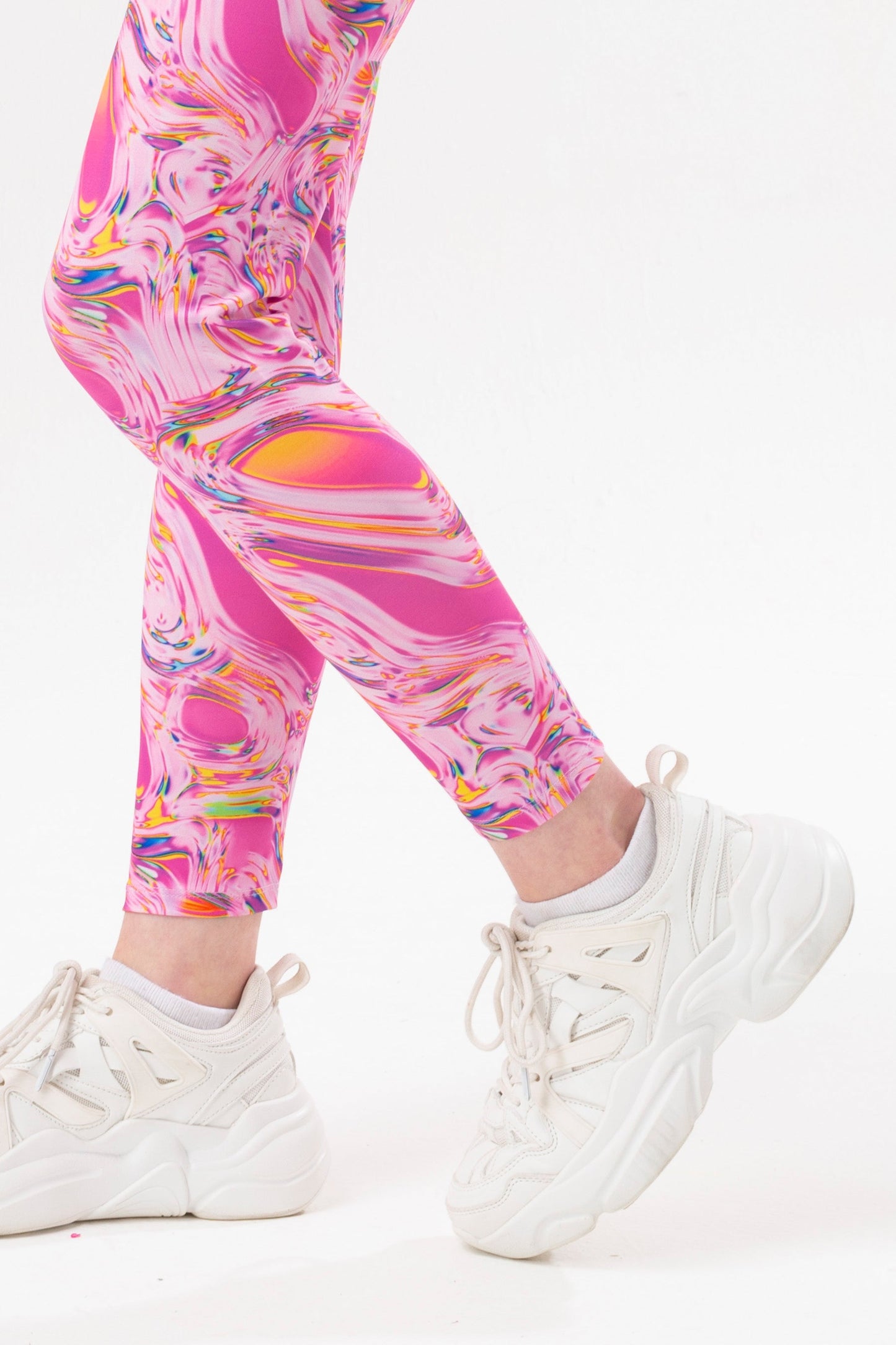 HYPE GIRLS PINK MARBLE SCRIPT LEGGINGS