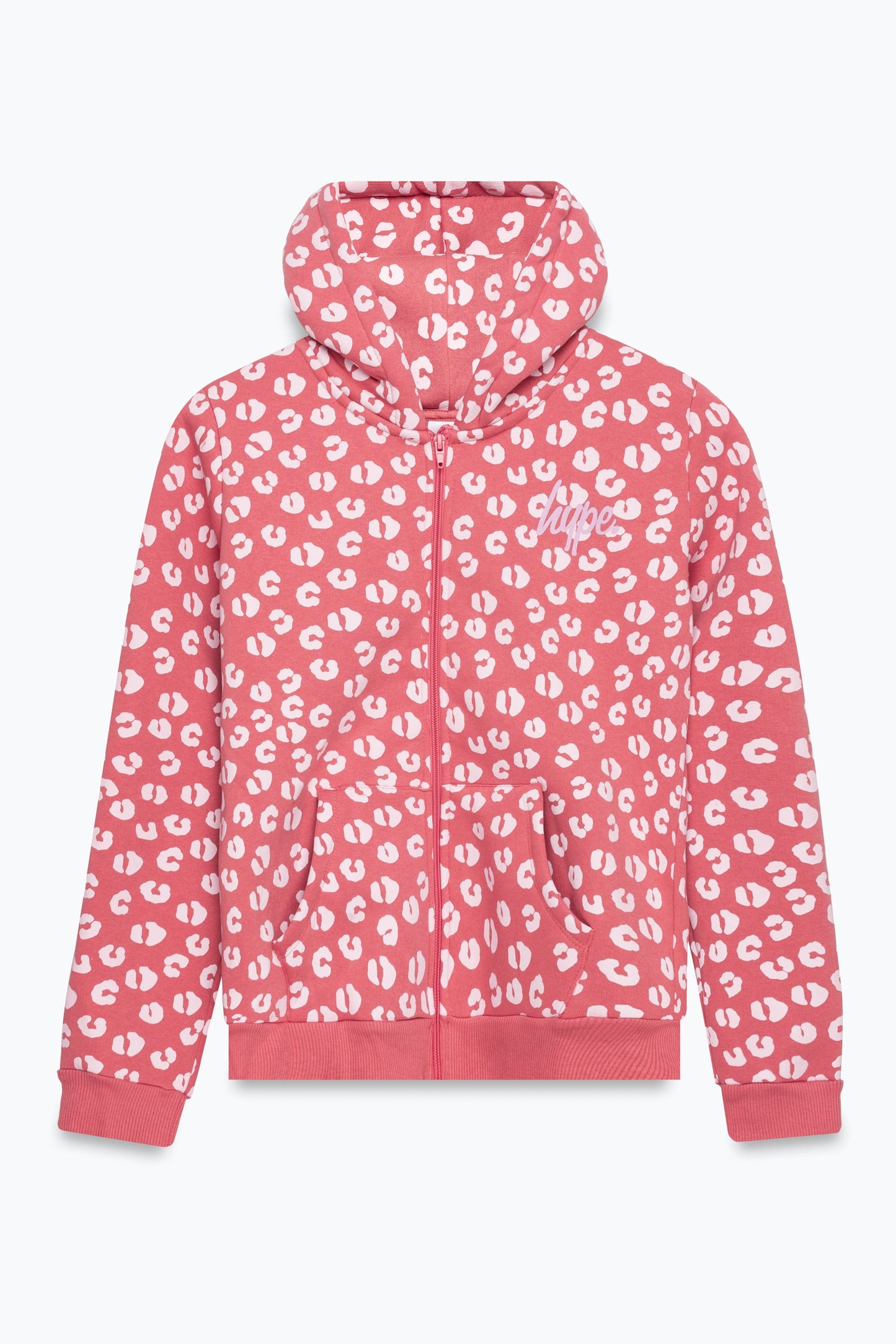 HYPE GIRLS PINK TONAL LEOPARD ZIP UP HOODIE