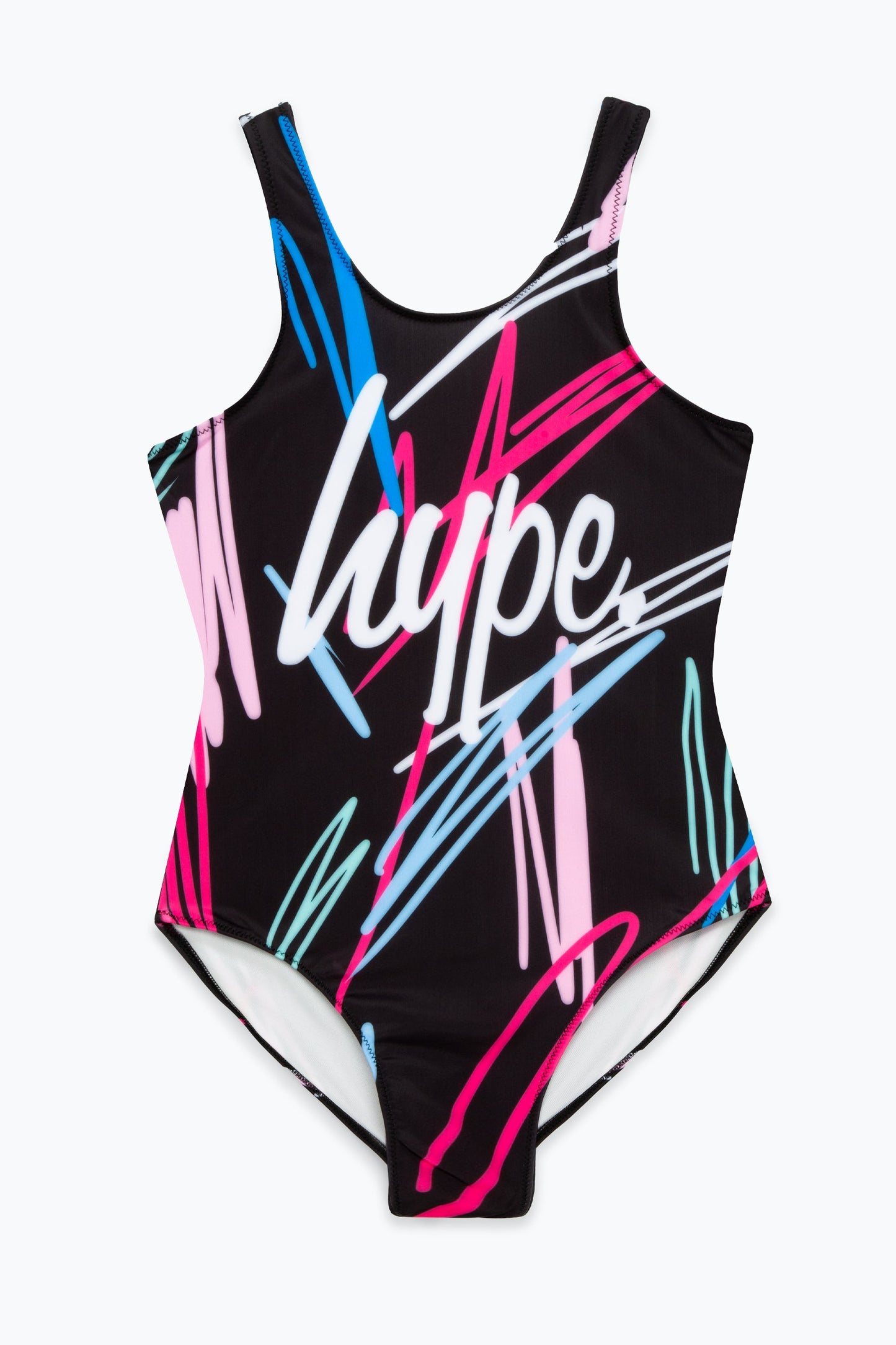 HYPE GIRLS MULTI SCRIBBLE BLACK SWIMSUIT