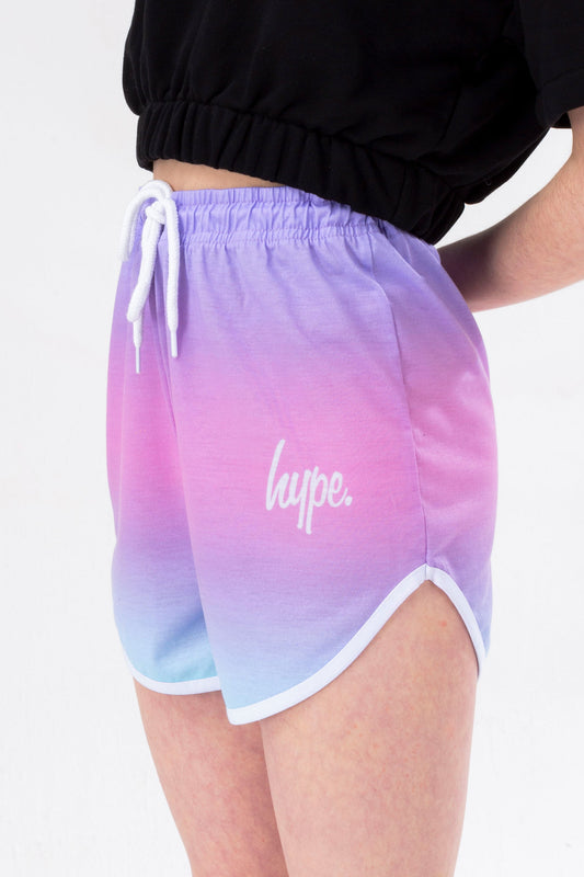 HYPE GIRLS LILAC FADE SCRIPT RUNNER SHORTS