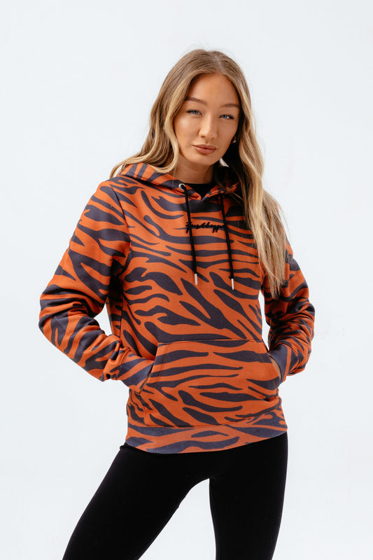 HYPE WOMENS ZEBRA PRINT SCRIBBLE HOODIE