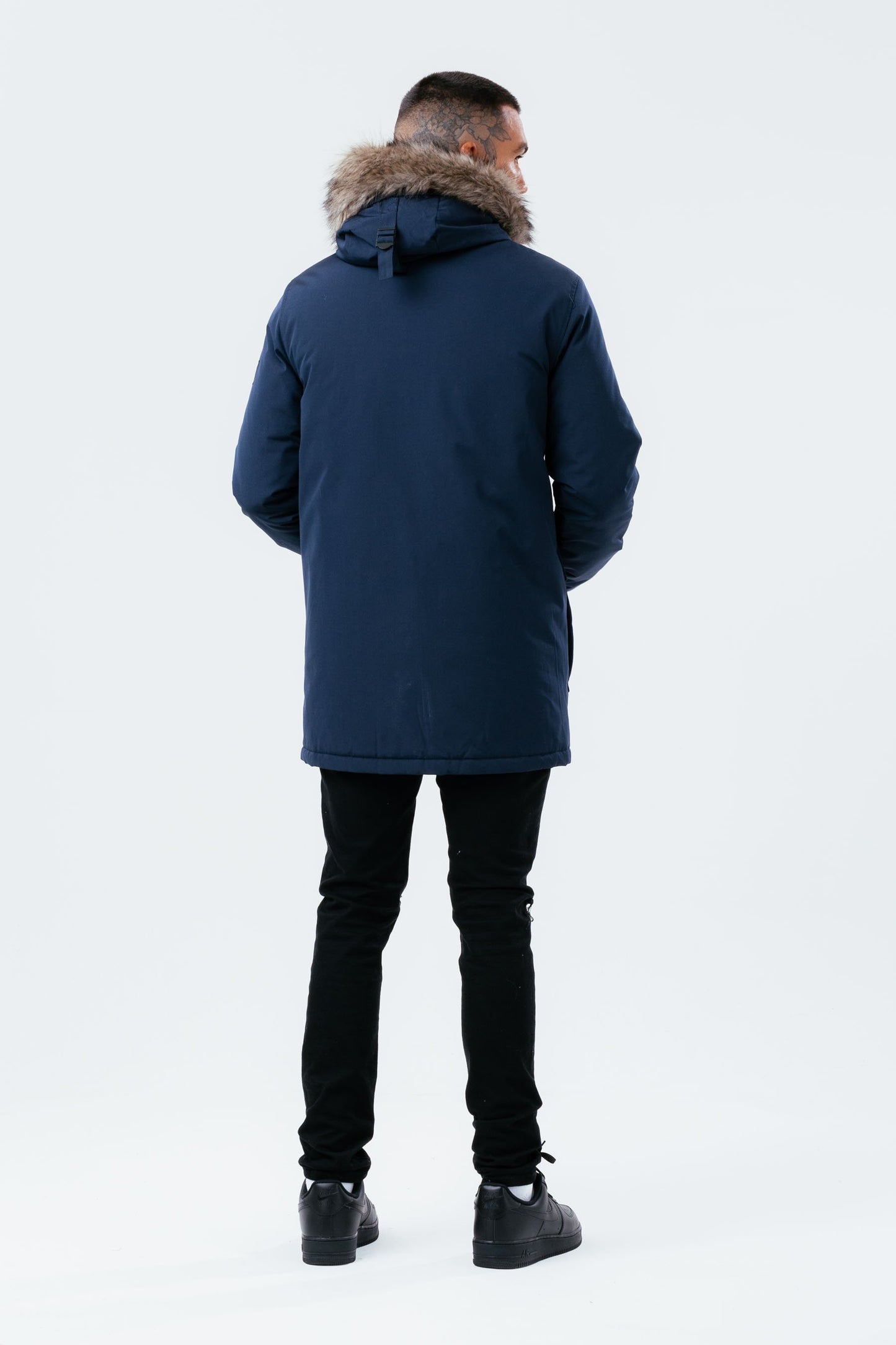 HYPE NAVY LUXE LONGLINE MEN'S PARKA JACKET