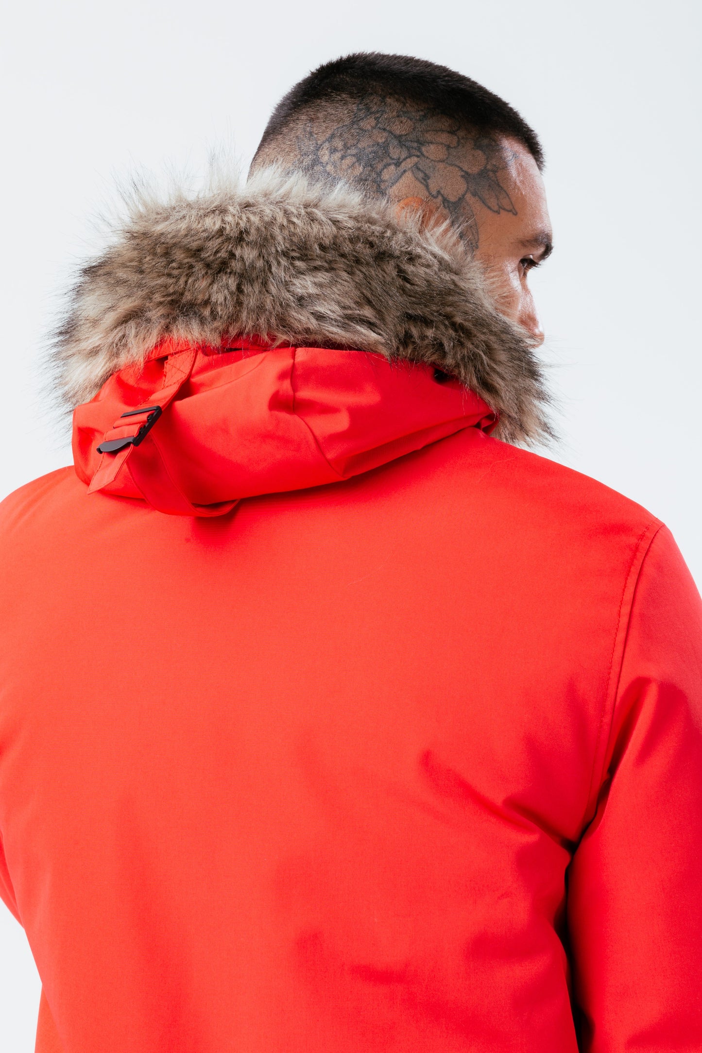 HYPE RED LUXE LONGLINE MEN'S PARKA JACKET