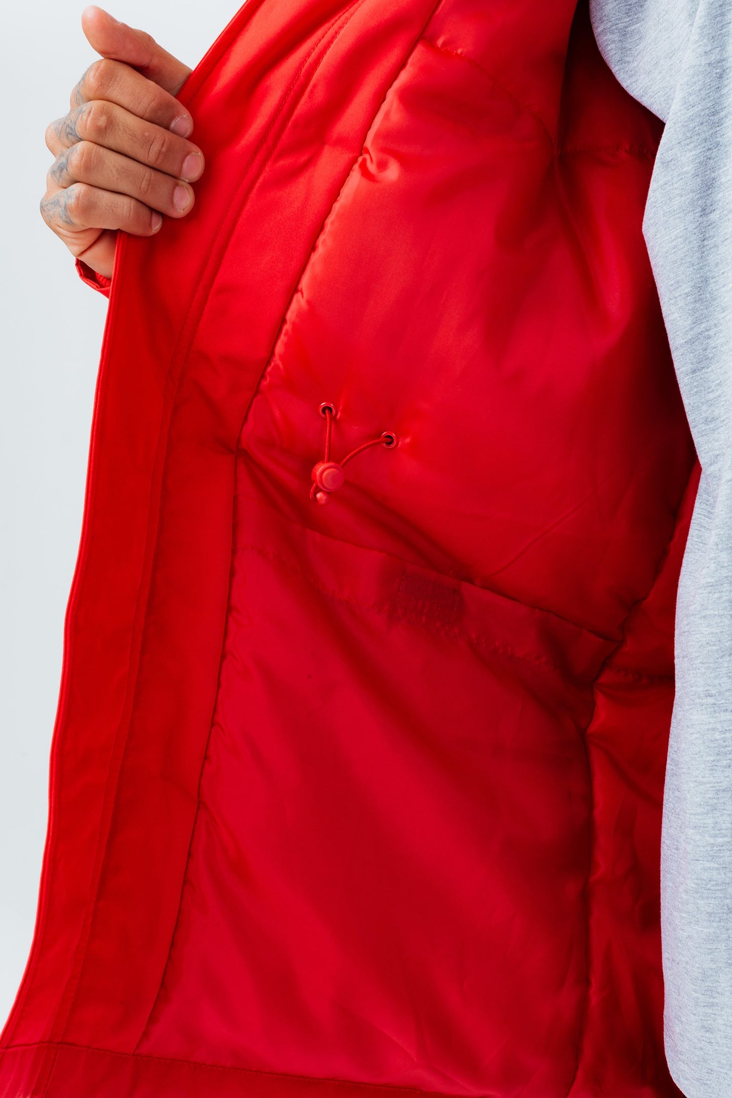 HYPE RED LUXE LONGLINE MEN'S PARKA JACKET