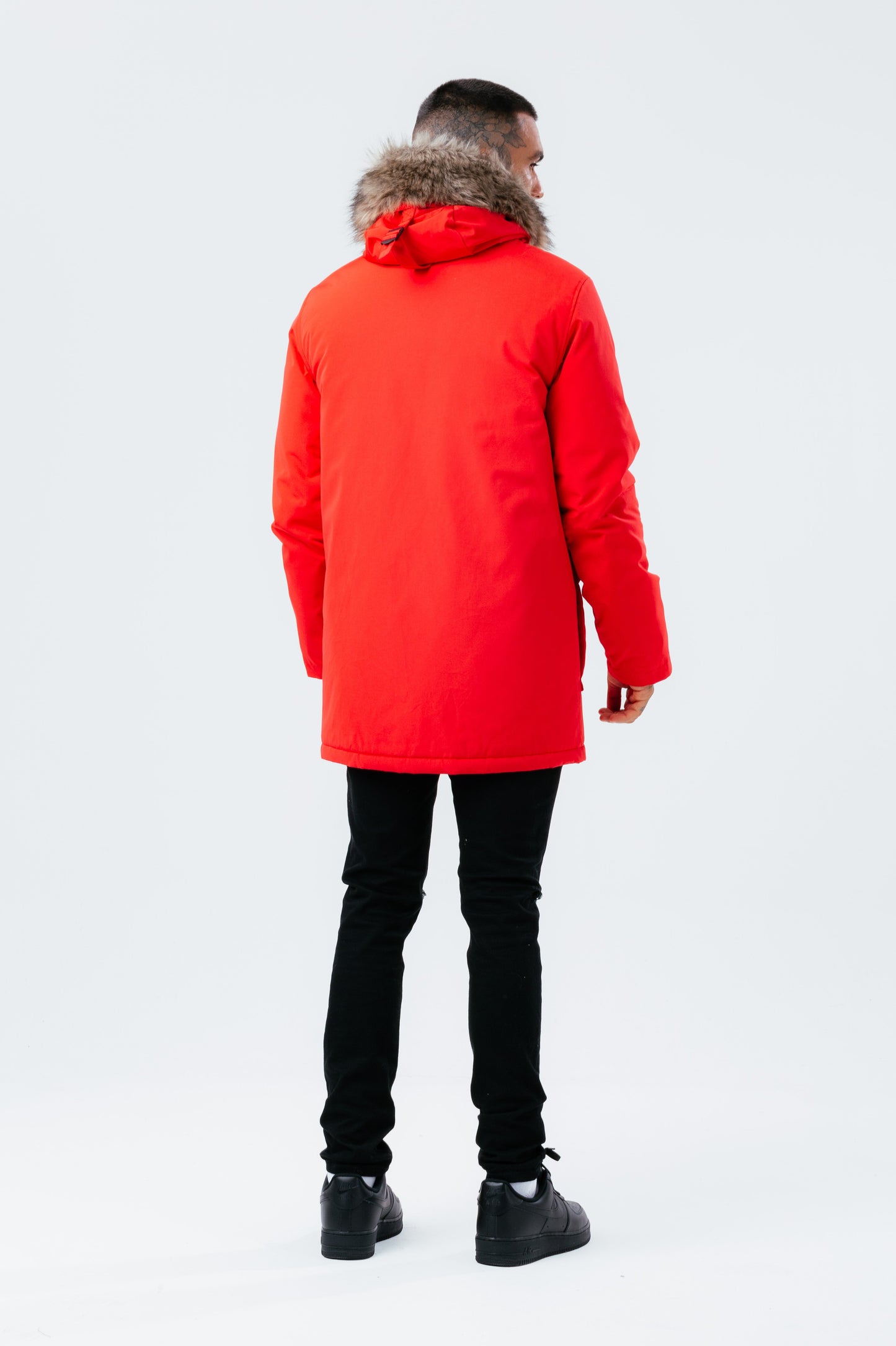 HYPE RED LUXE LONGLINE MEN'S PARKA JACKET