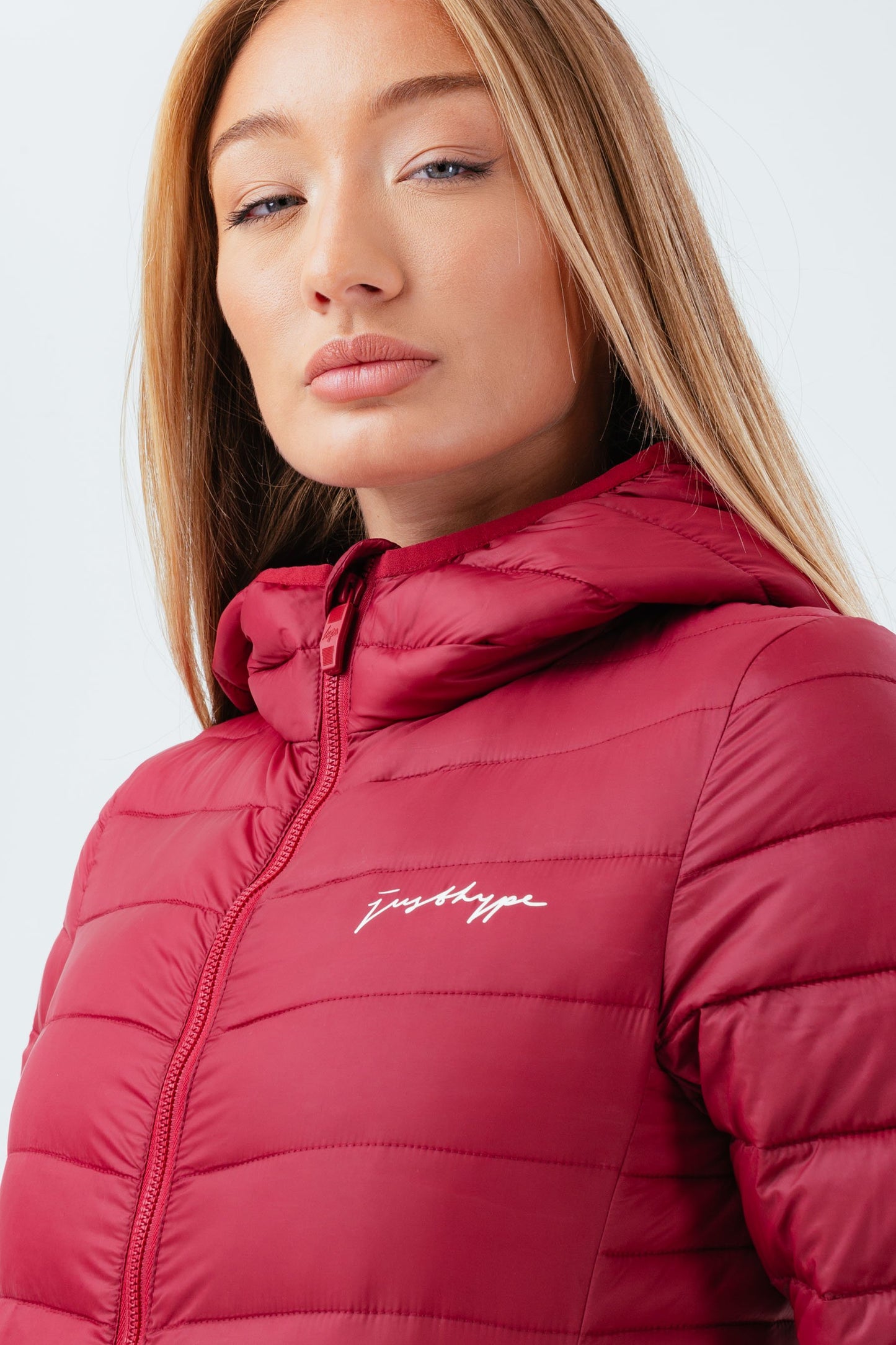 HYPE BURGUNDY WOMEN'S LIGHTWEIGHT PUFFER JACKET