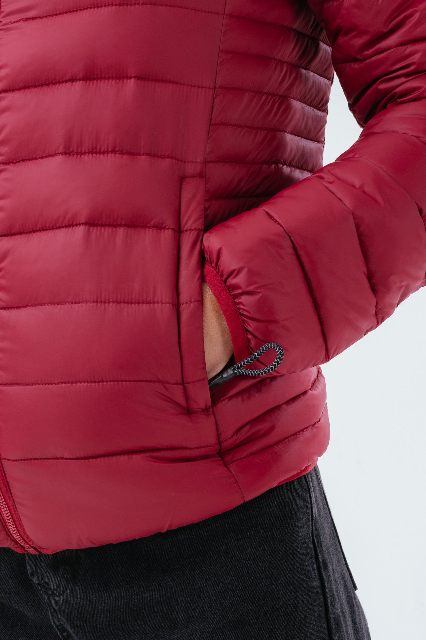 HYPE BURGUNDY WOMEN'S LIGHTWEIGHT PUFFER JACKET