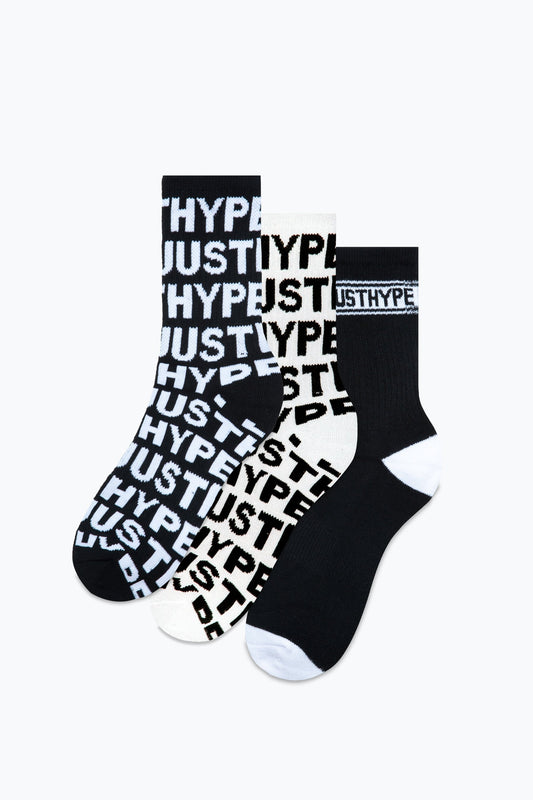 HYPE KIDS BLACK JUST HYPE 3 PACK CREW SOCKS