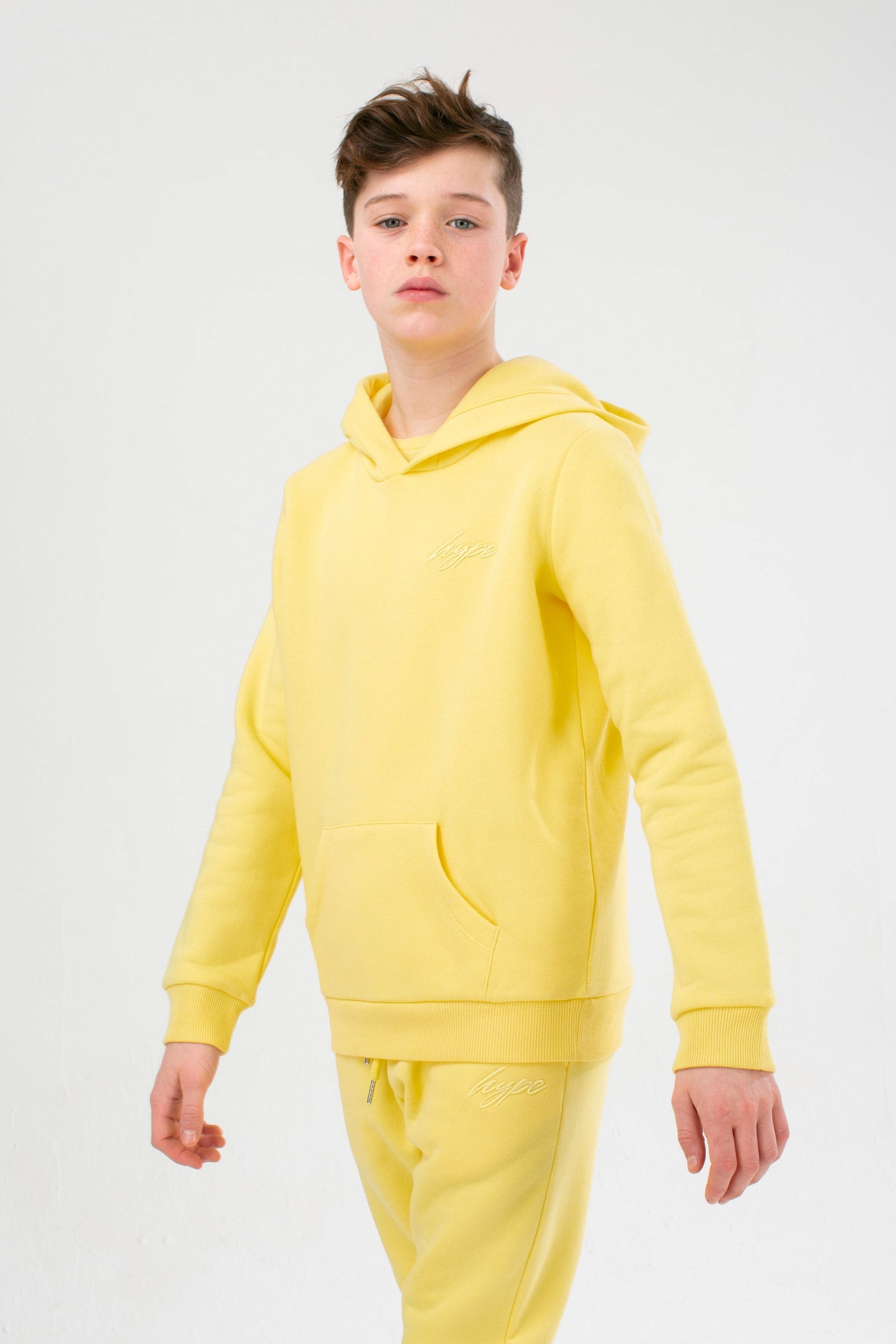 HYPE YELLOW KIDS OVERHEAD HOODIE & JOGGERS SET