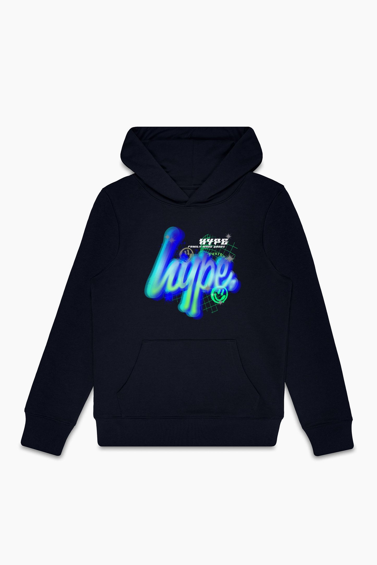 HYPE KIDS BLACK GLOW SCRIPT HOODIE