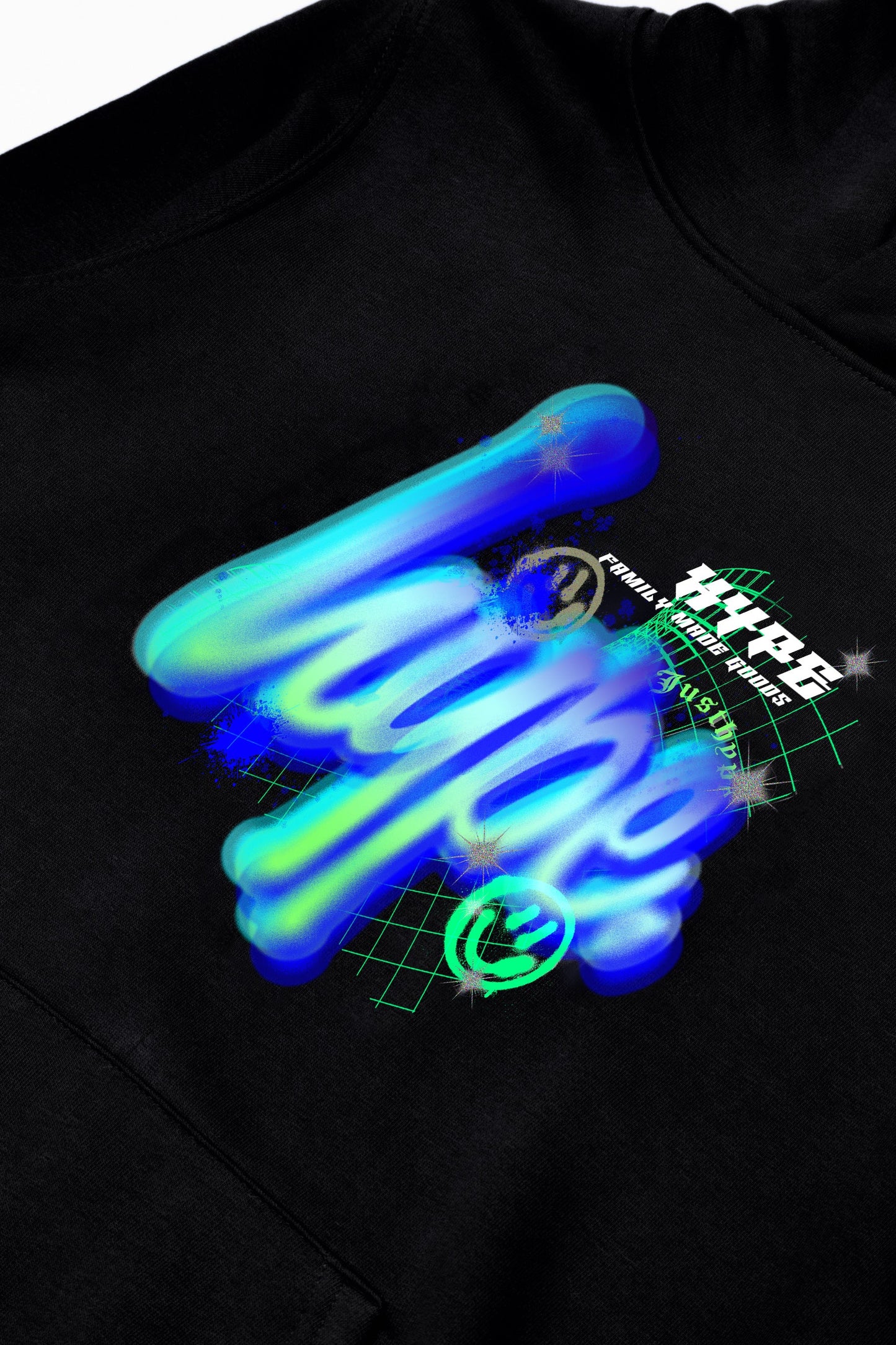 HYPE KIDS BLACK GLOW SCRIPT HOODIE