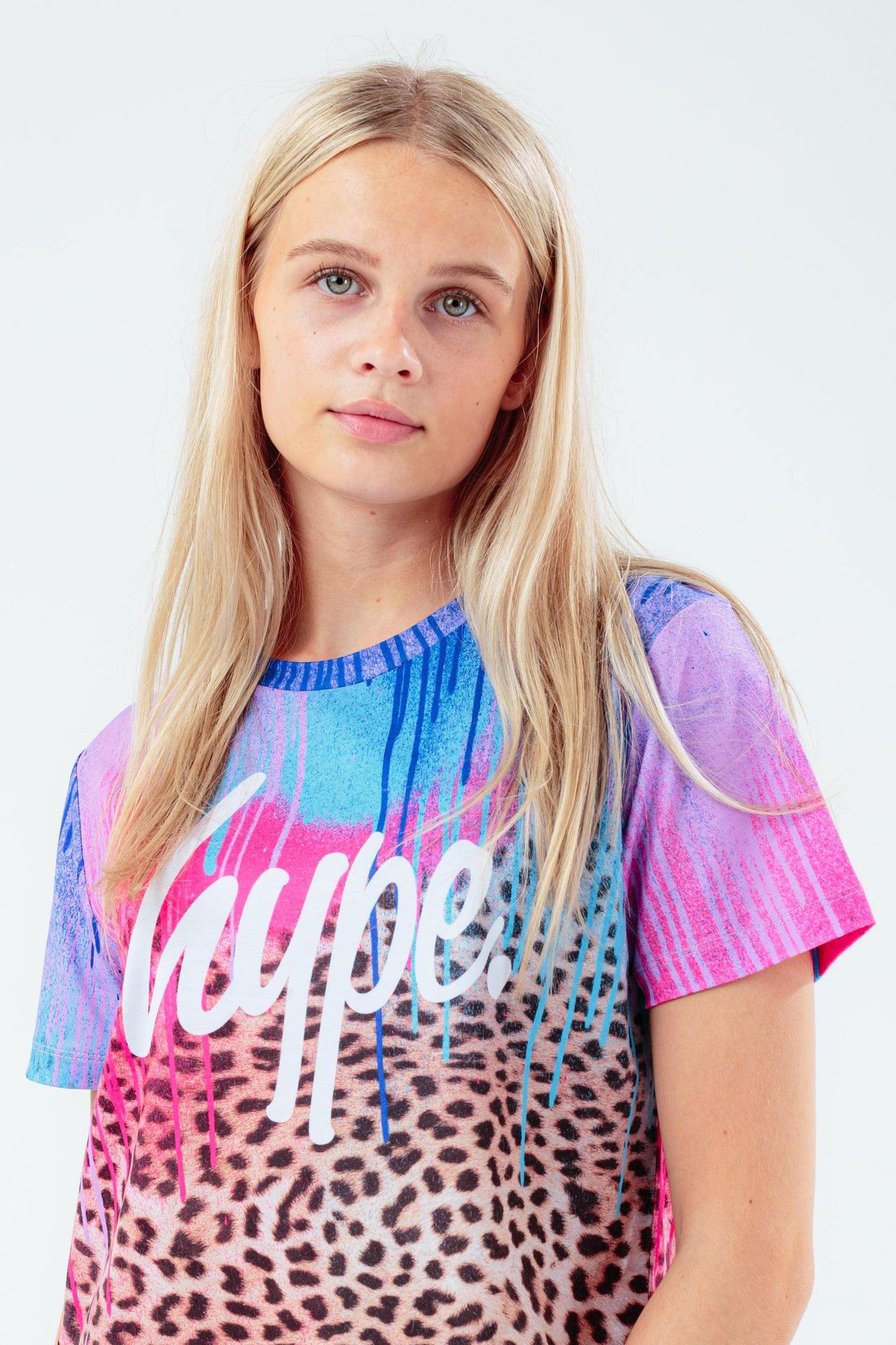 HYPE DRIPS LEOPARD GIRLS CROP T-SHIRT