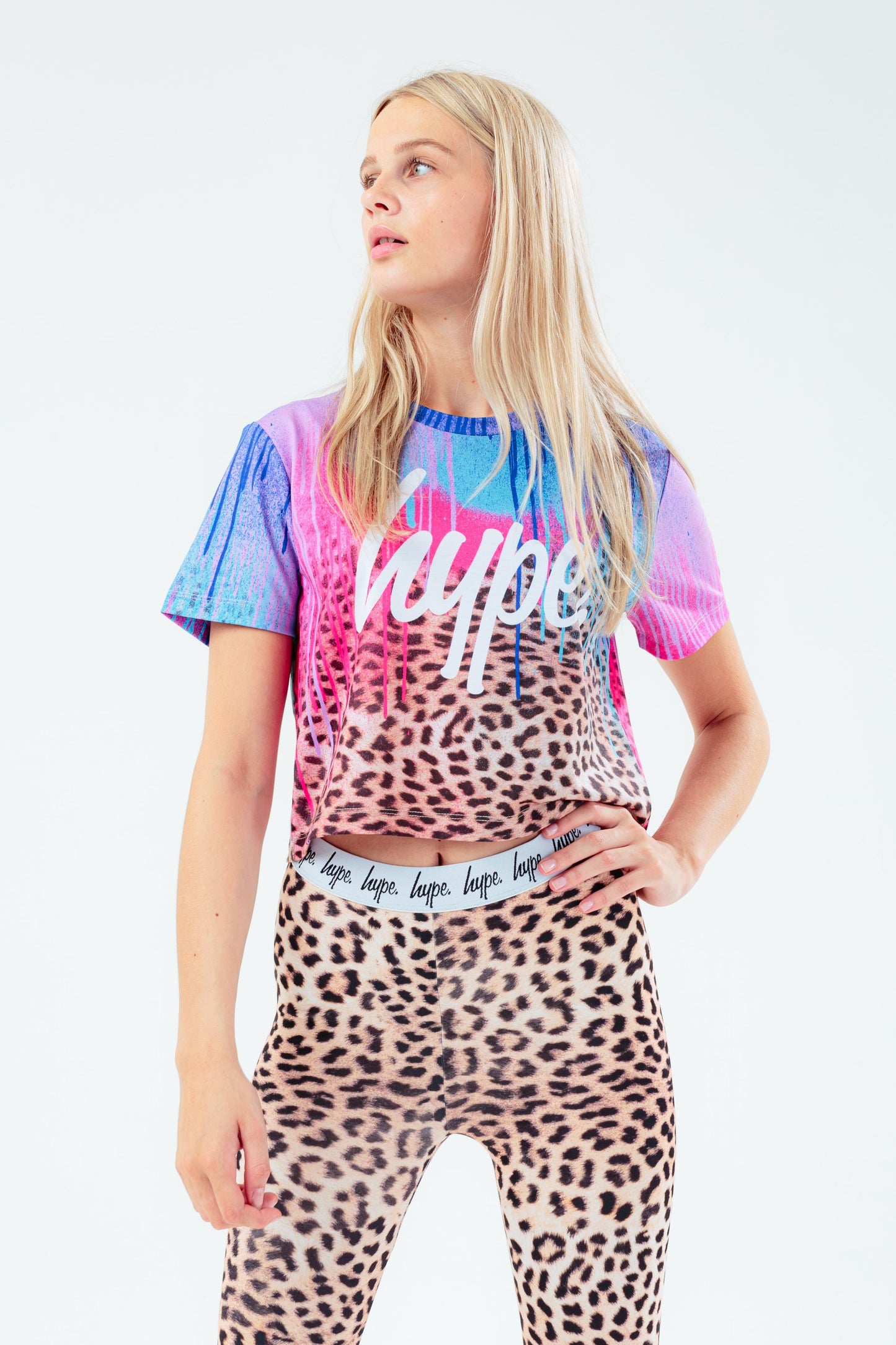 HYPE DRIPS LEOPARD GIRLS CROP T-SHIRT