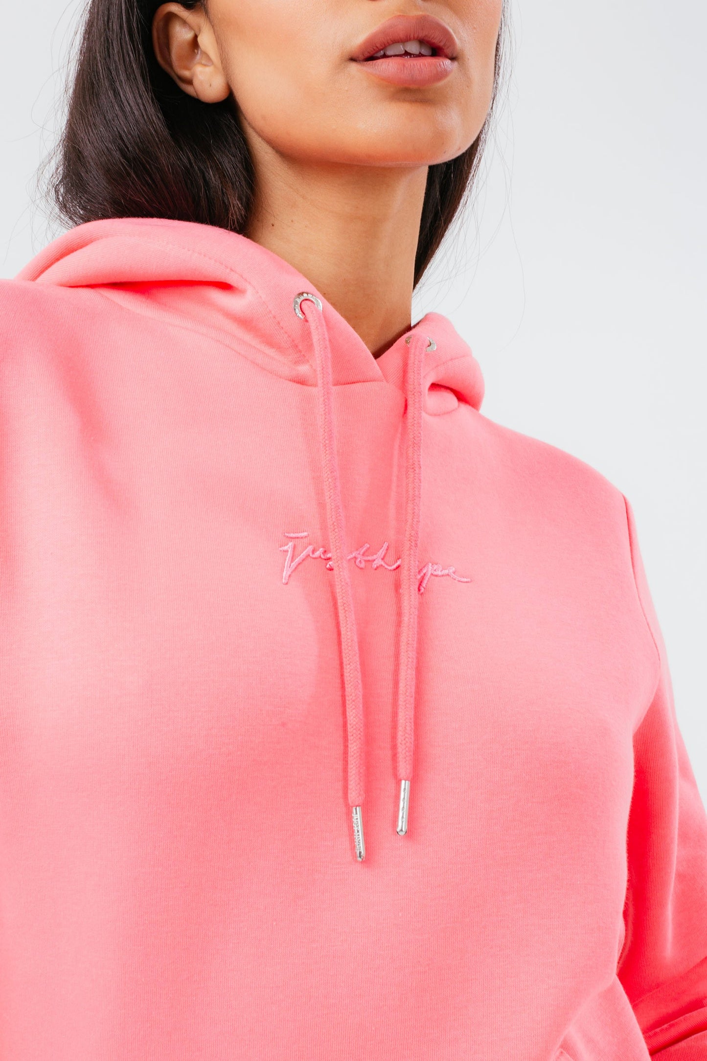 HYPE TERRACOTTA TONAL EMBROIDERY METAL BRANDED AGLETS WOMEN'S HOODIE