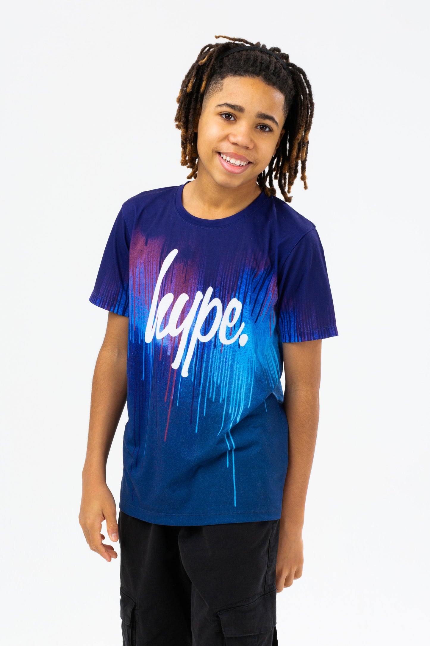 HYPE BOYS BLUE SPACE DRIP SCRIPT T-SHIRT THREE PACK