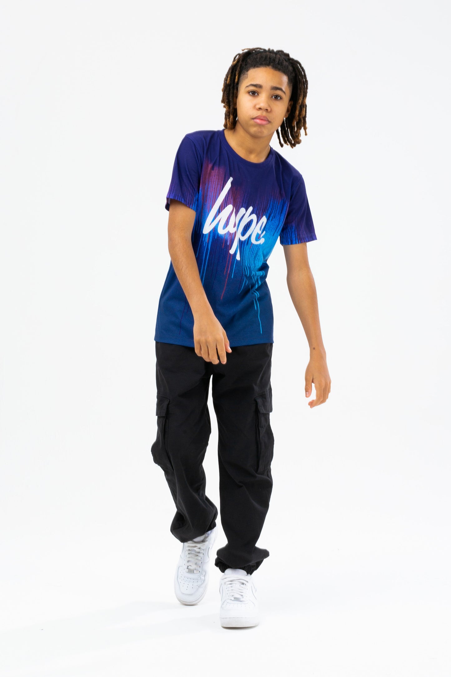 HYPE BOYS BLUE SPACE DRIP SCRIPT T-SHIRT THREE PACK