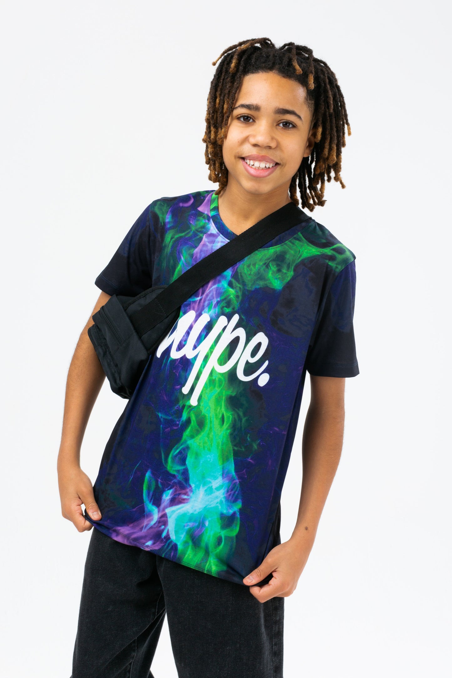 HYPE BOYS GREEN FLAME FADE SCRIPT T-SHIRT THREE PACK