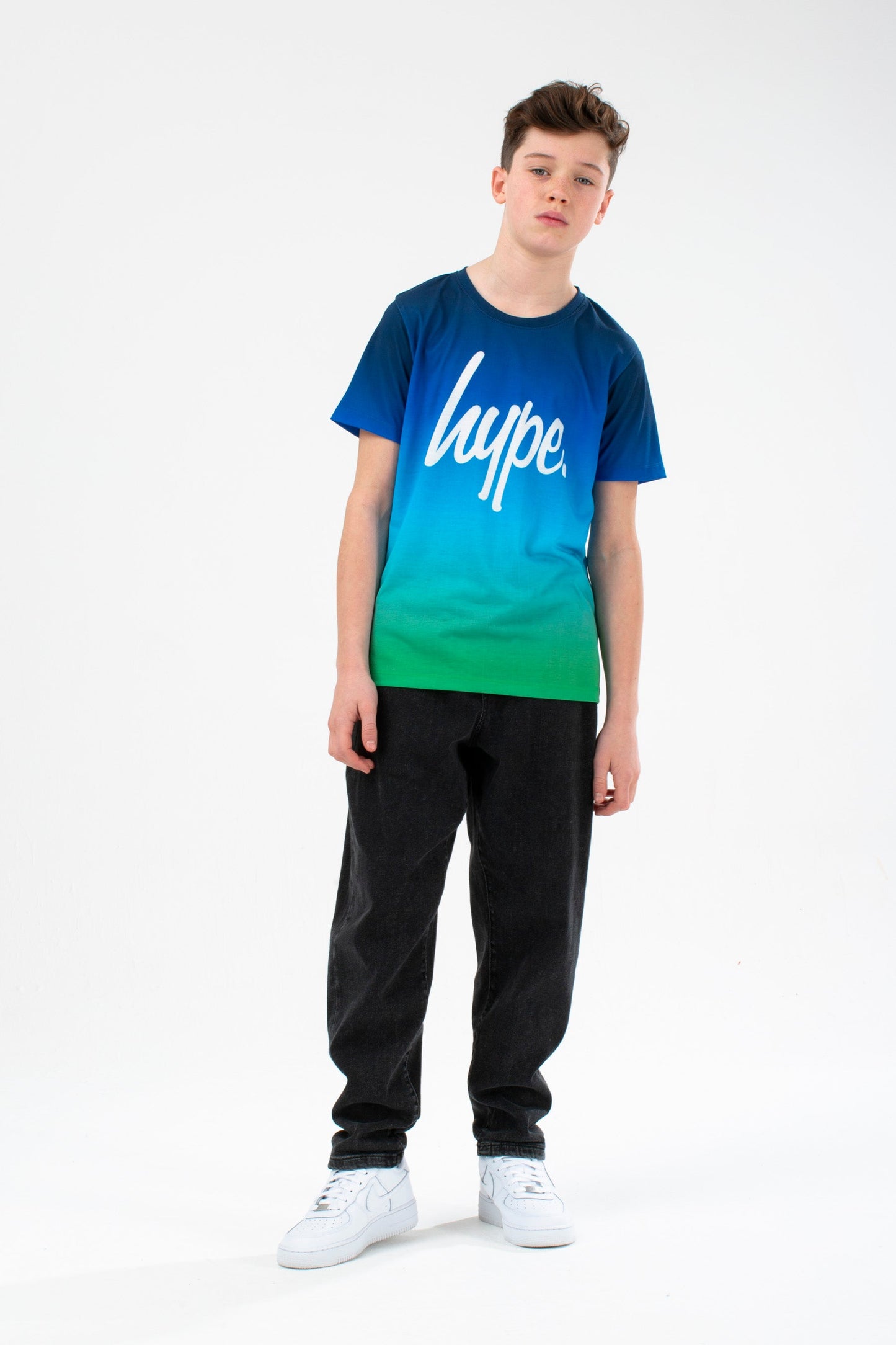 HYPE BOYS GREEN FLAME FADE SCRIPT T-SHIRT THREE PACK