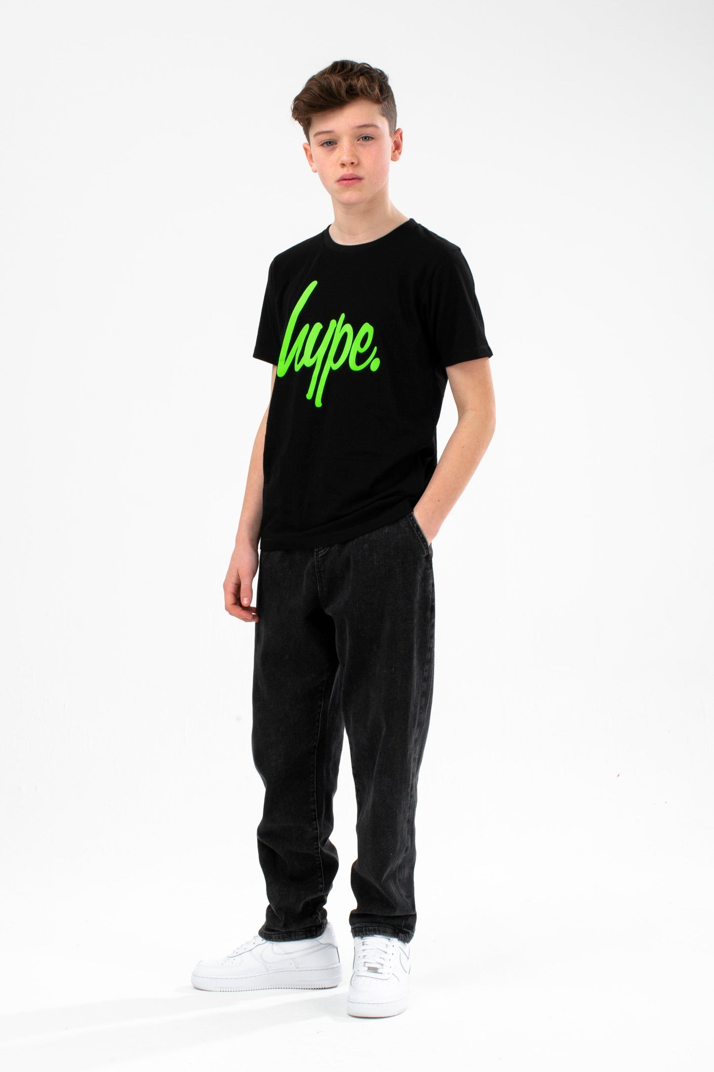 HYPE BOYS GREEN FLAME FADE SCRIPT T-SHIRT THREE PACK